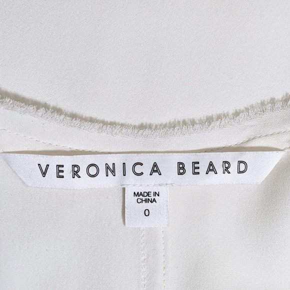 VERONICA BEARD Raw Edge Silk Off-White Tank Top - Picture 6 of 7